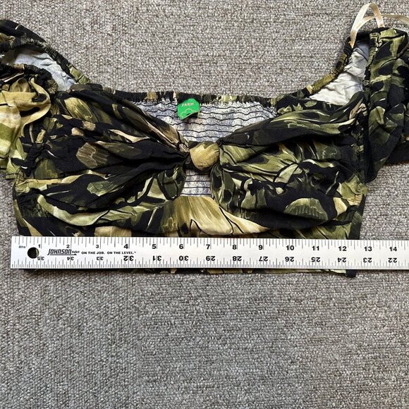 Farm Rio Butterfly Wing Green Print Cropped Vacation / Beach / Travel Top Size P - Picture 5 of 6